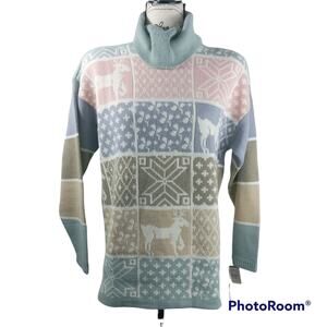 Vintage Norton Mcnaughton Woodland Winter Pastel Colorblock Sweater M